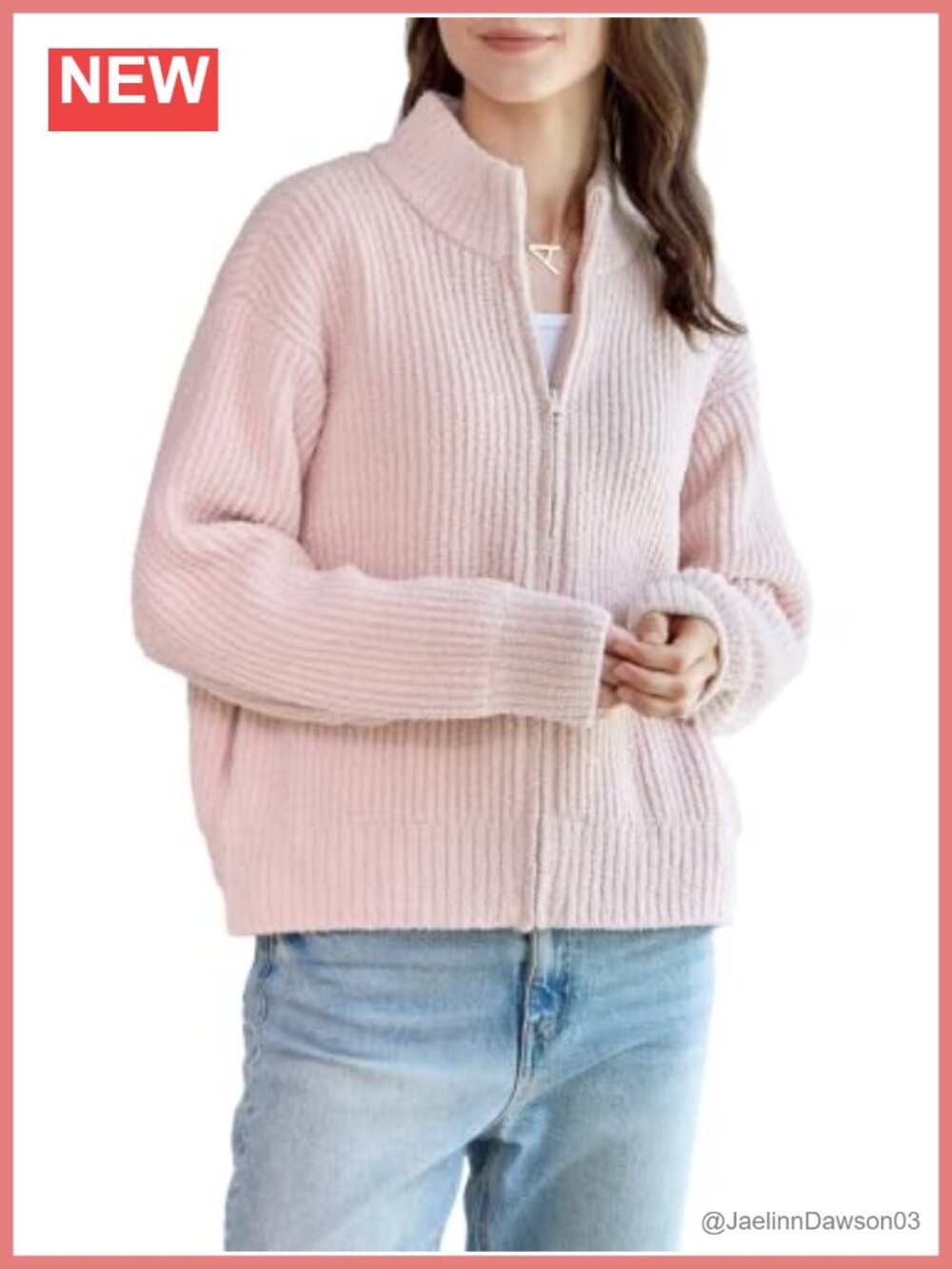 Women's Mock Neck Zip Up Cardigan Sweater with Pockets